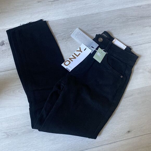 Only Emily high waist straight leg ankle jean black W28 L32 AsosNWT IN PACKAGING - Picture 7 of 9